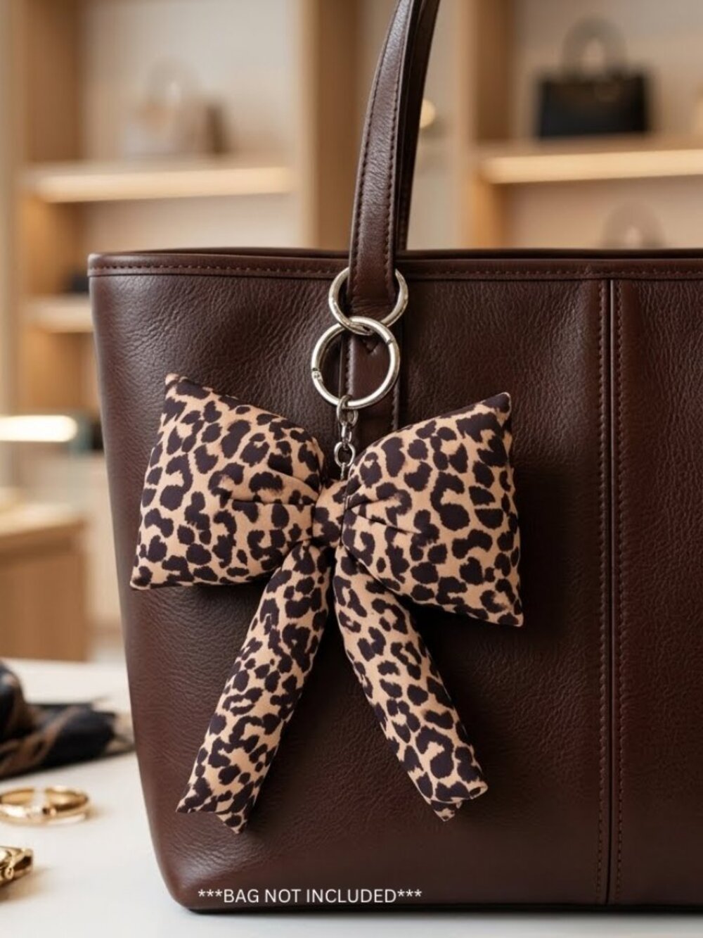 Leopard Print Bow Keychain - Fashion Accessory